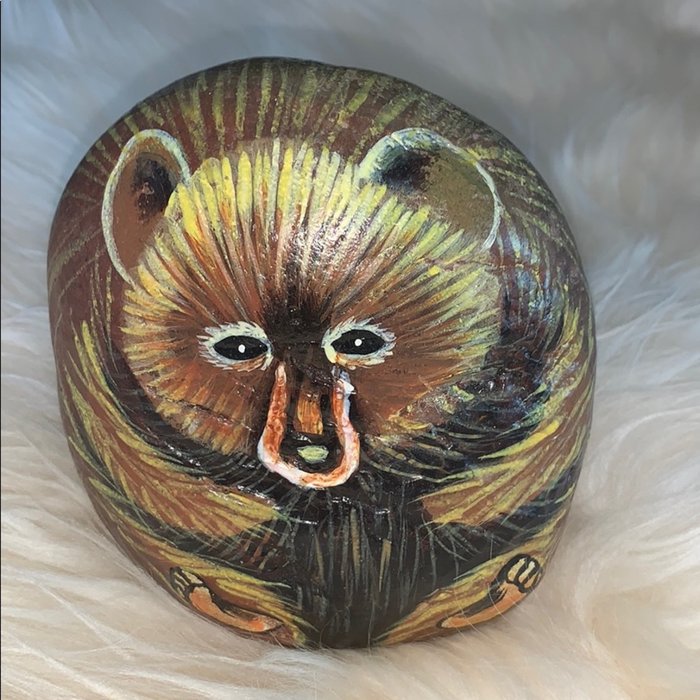 SALE!! Hand painted bear stone. 2
